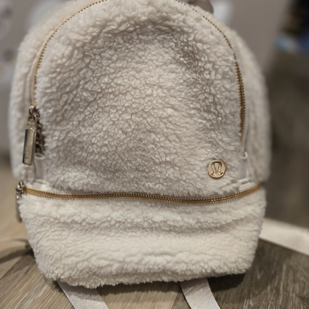 Lululemon Athletica Cream Fuzzy Backpack